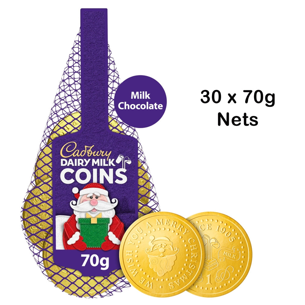 Cadbury Dairy Milk Chocolate Coins Net 70g (10 - 50 Nets)