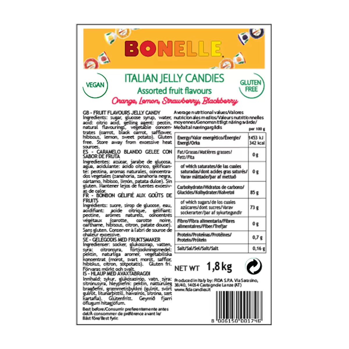 Bonelle Italian Fruit Jellies 1.8kg