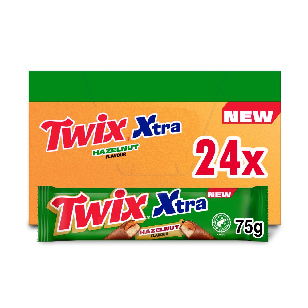 Twix Xtra Hazelnut Milk Chocolate Bar 75g (Box of 24)