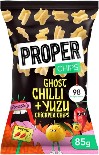Proper Chickpea Chips Variety Pack - Ghost Chilli & Yuzu, Katsu Curry, Jerk Sauce - 85g Each, Pack of 3