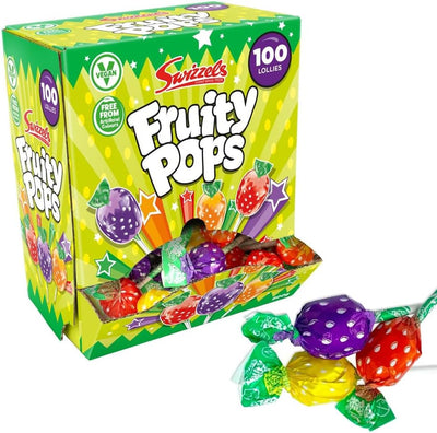 Swizzels Fruity Pops Dispenser Box, Vegan Friendly Sweets, (100 Lollipops Full Box)