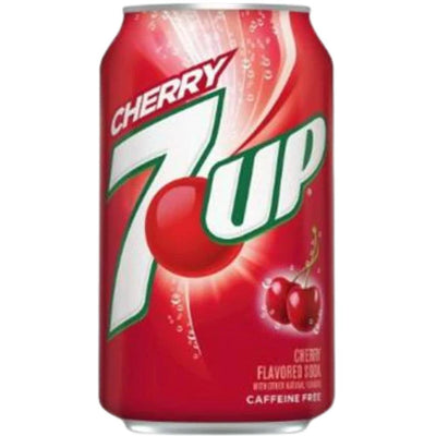 7Up Cherry 355ml Cans Cherry Flavoured Sparkling Soft Drink (Box of 12 Cans)