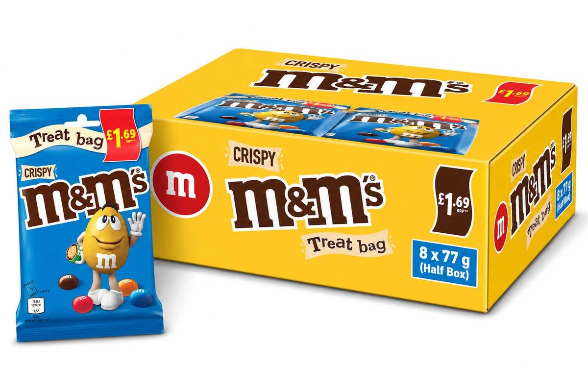 M&M'S Crispy Milk Chocolate Treat Bag PMP 77g (8 or 16 Packs)