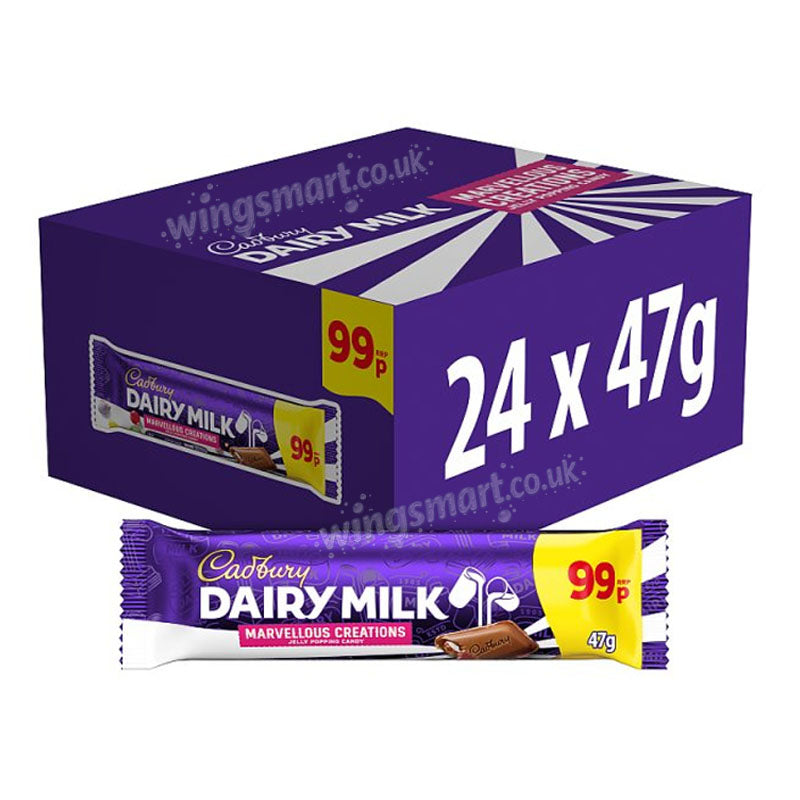 Cadbury Dairy Milk Marvellous Creations Jelly Popping Candy 47g PMP Box of 24 Bars