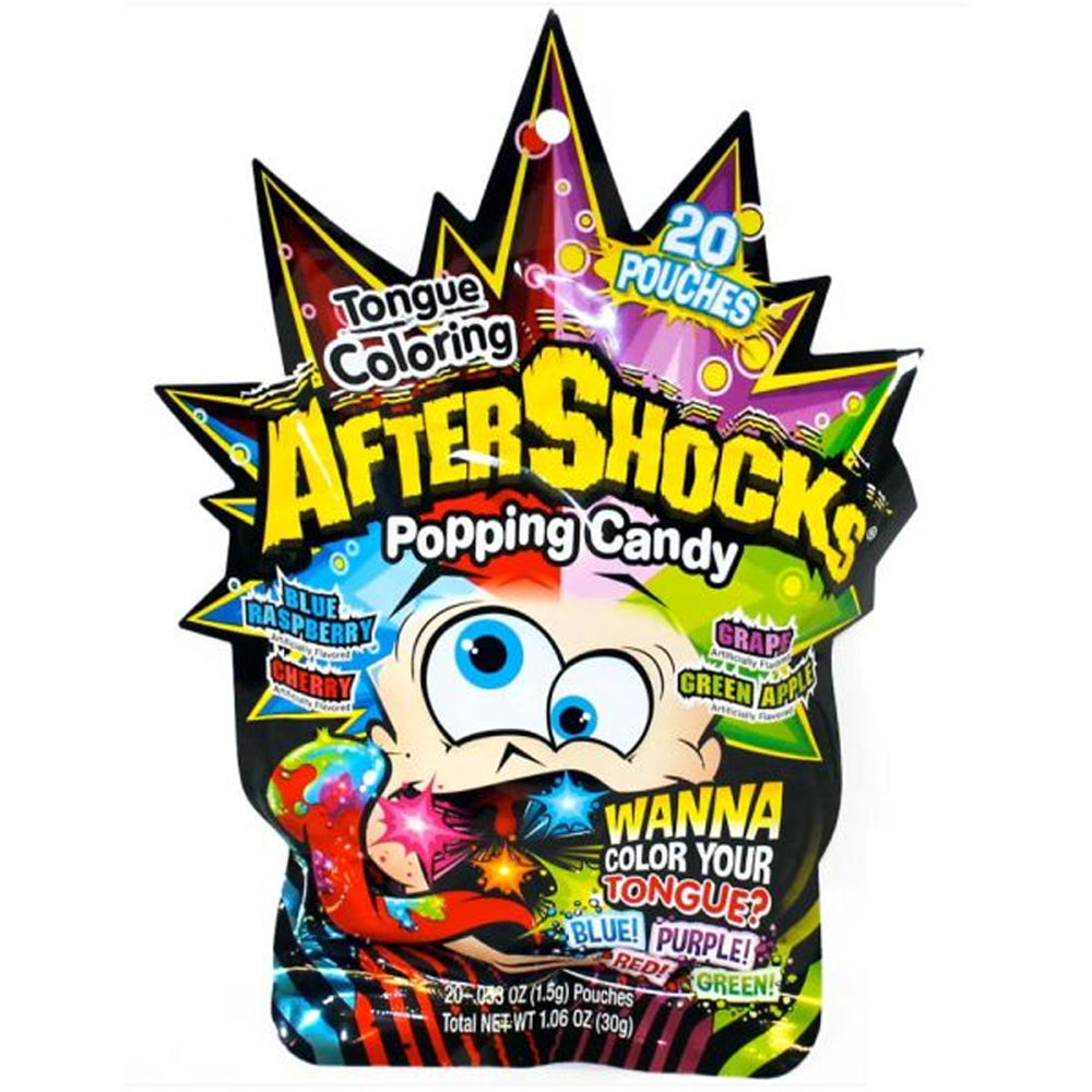Aftershocks Popping Candy Tongue Colouring Assorted 30g (Box of 16)