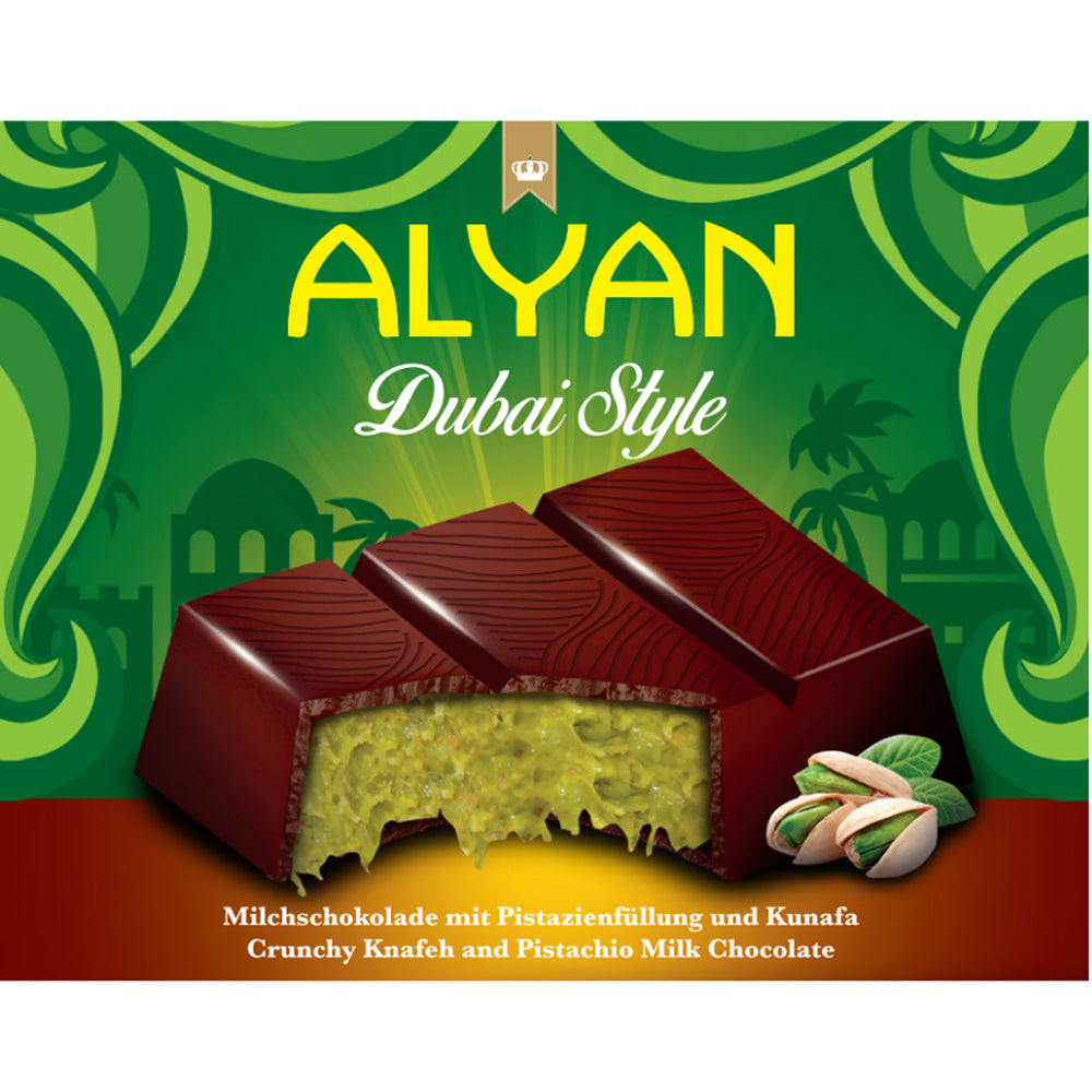 Alyan Dubai Style Chocolate Bar 100g (Pack of 12)
