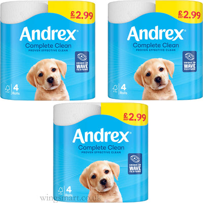 Andrex Complete Clean Toilet Tissues 4 Rolls PMP