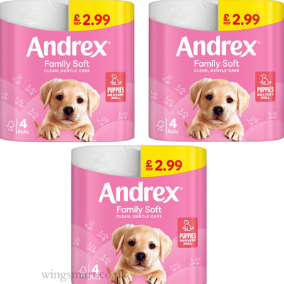 Andrex Family Soft Toilet Tissue Standard 4 Rolls PMP