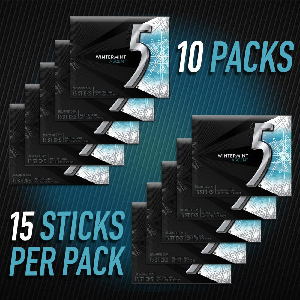 5 Gum Wintermint Ascent Sugarfree - 15pc / 10ct