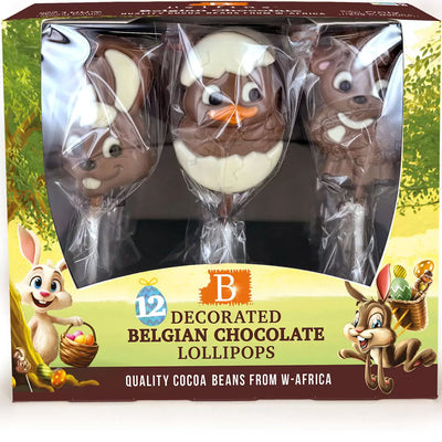 Belfine Belgian Decorated Chocolate Lollipops 35g (Pack of 12)