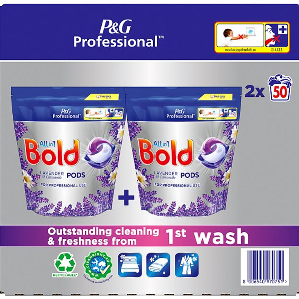 Bold Professional Allin1 Pods Washing Capsules, Lavender & Camomile, 100 washes