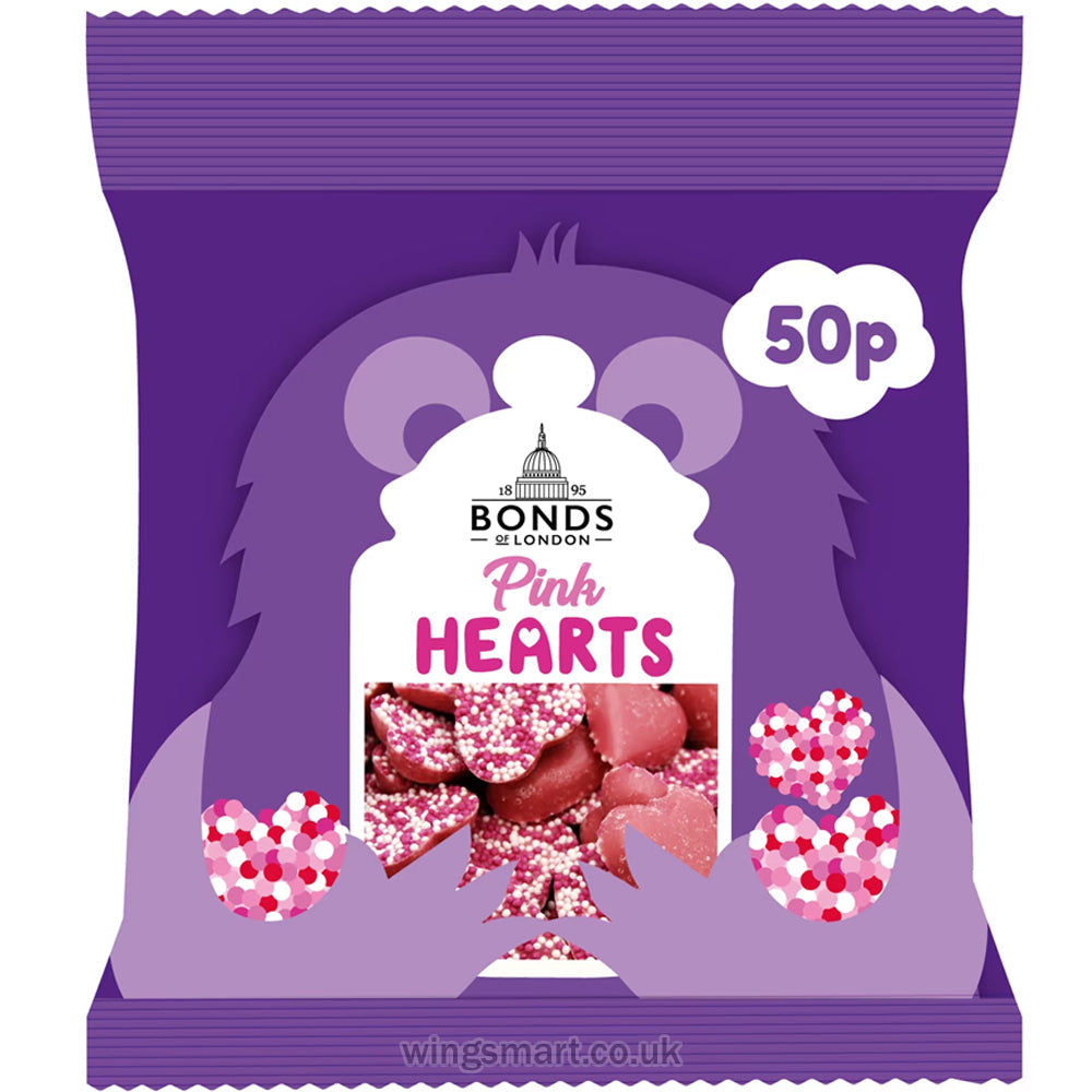Bonds Pink Hearts Treat Bags 40g 50p PMP (Box of 20)