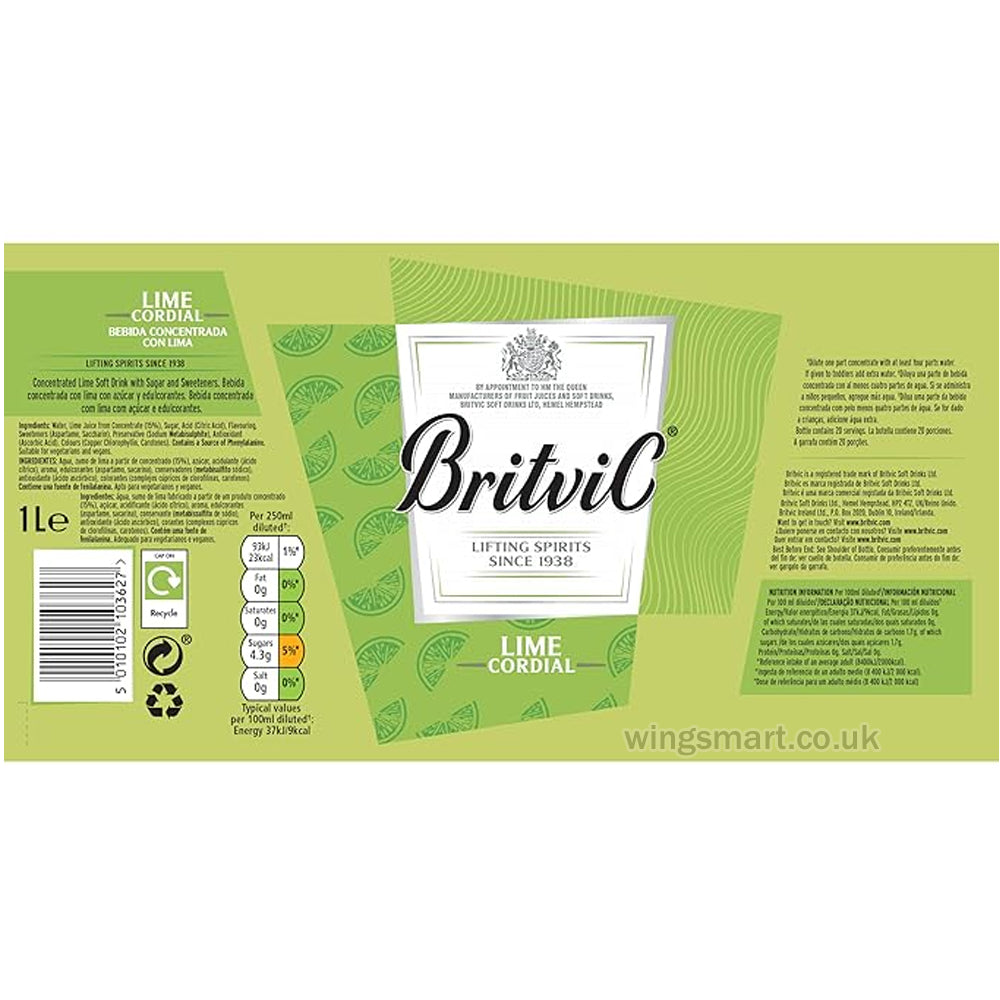 Britvic Lime Cordial 1L (Case of 12)