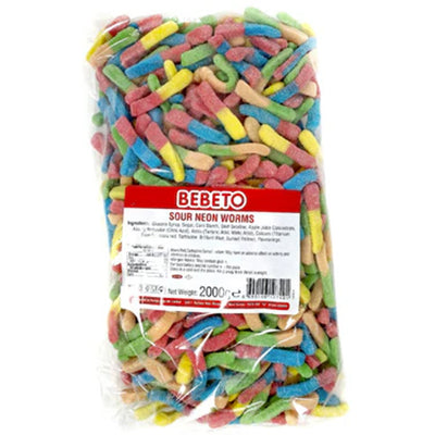 Bebeto Halal Sour Neon Worms - 2kg