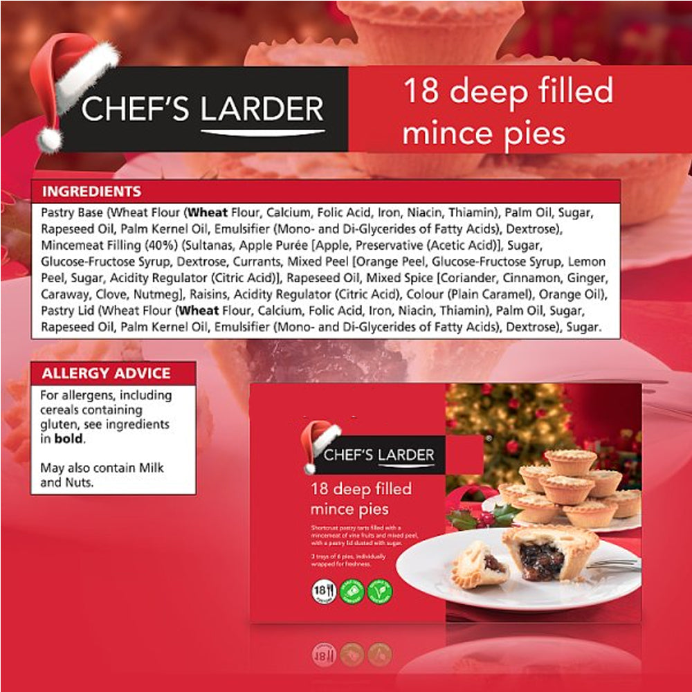 Chef's Larder 18 Deep Filled Mince Pies