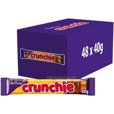 Cadbury Crunchie Chocolate Bars 40g - Box of 48 | Crunchy Honeycomb & Chocolate