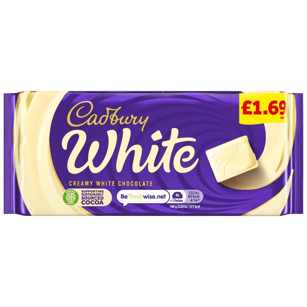 Cadbury White Chocolate Bar 90g PMP (Box of 24)