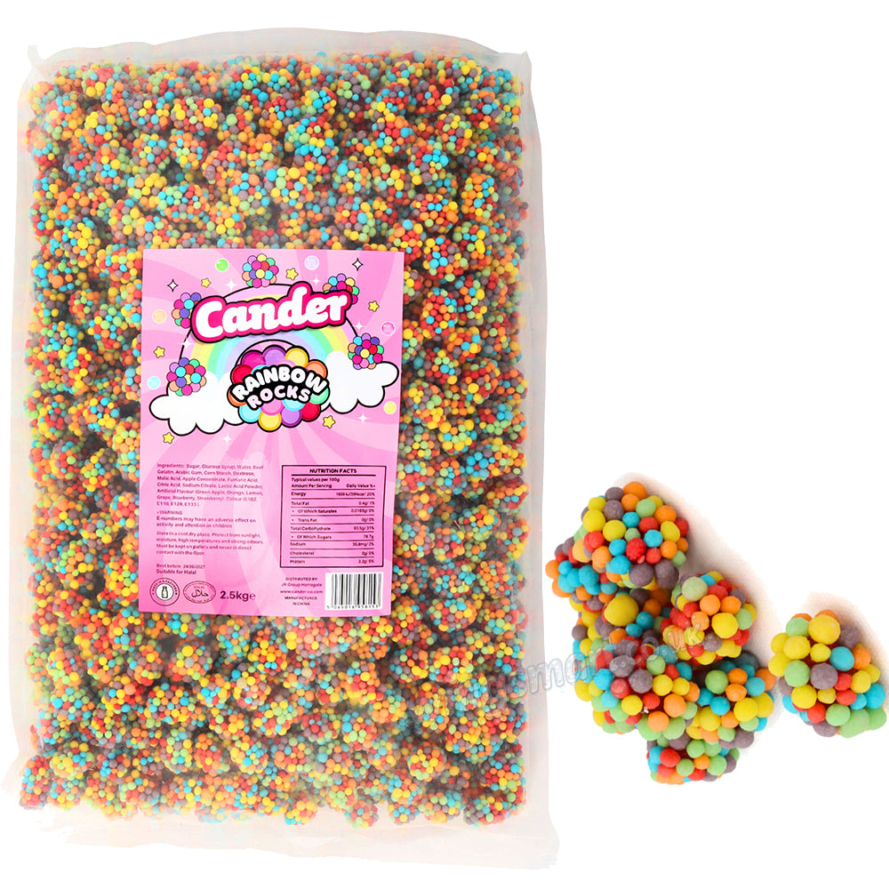 Cander Rainbow Rocks Fruit Gummies Bag – Crunchy Candy Coating, Halal Friendly