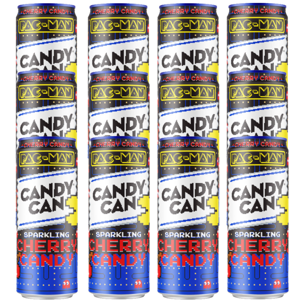 Candy Can Pac-Man Sparkling Cherry Soda Drink 330ml (12 Cans)