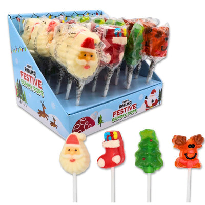 Candy Realms Festive Gummy Pops 22g – Pack of 24 Lollipops - Christmas Special