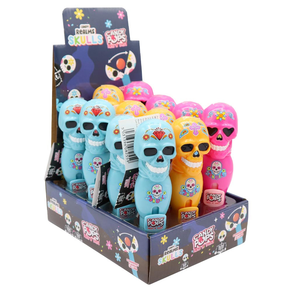 Candy Realms Skull Pops – Push & Twist Lollipops 8g (12 Pack)