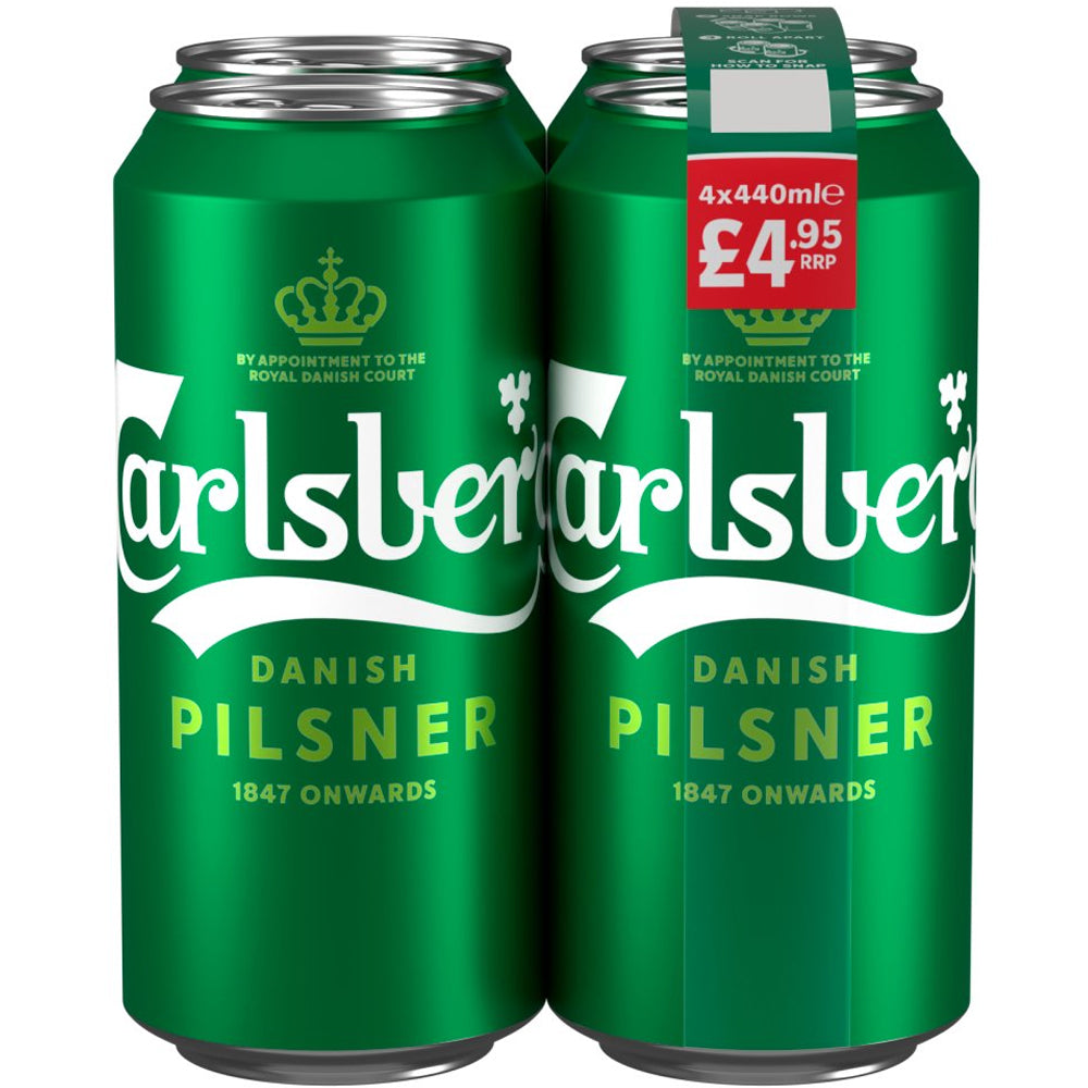Carlsberg Danish Pilsner Lager Beer 4 x 440ml Can PMP