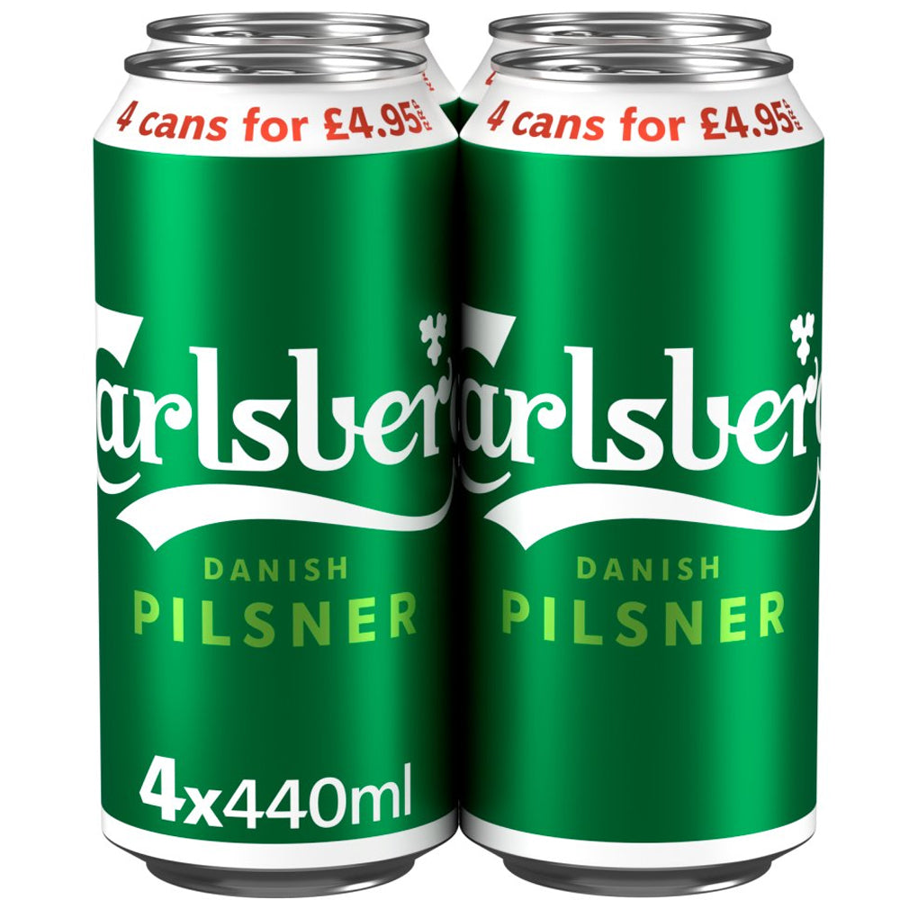 Carlsberg Danish Pilsner Lager Beer 4 x 440ml Can PMP