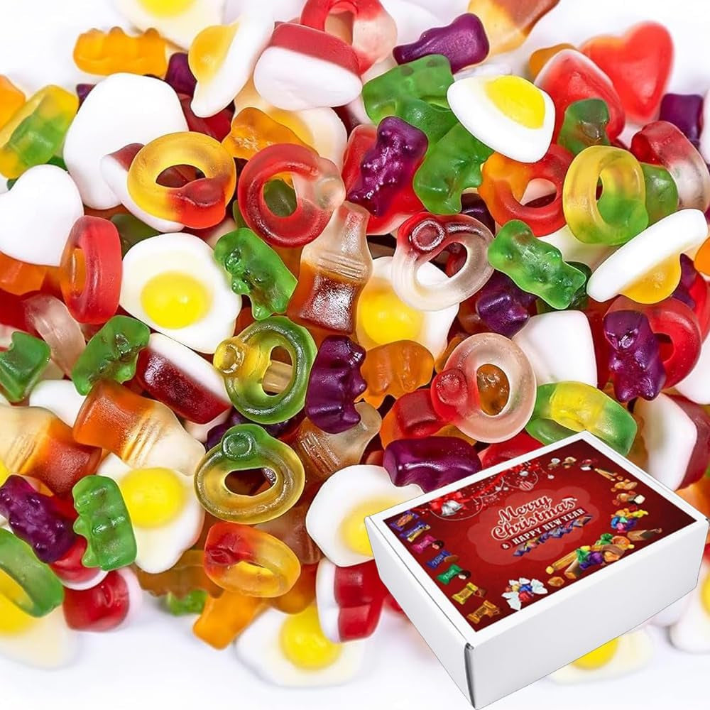 Christmas Pick N Mix Fruit Foam Gummy Sweets Gift Box - 1 KG