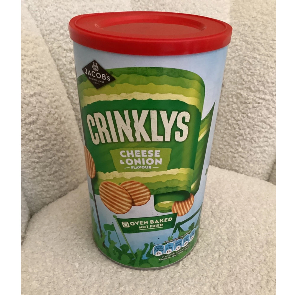 Jacob's Christmas Snack Tin - 3 x Mixed Flavors of Crinklys Cheese & Onion 200g