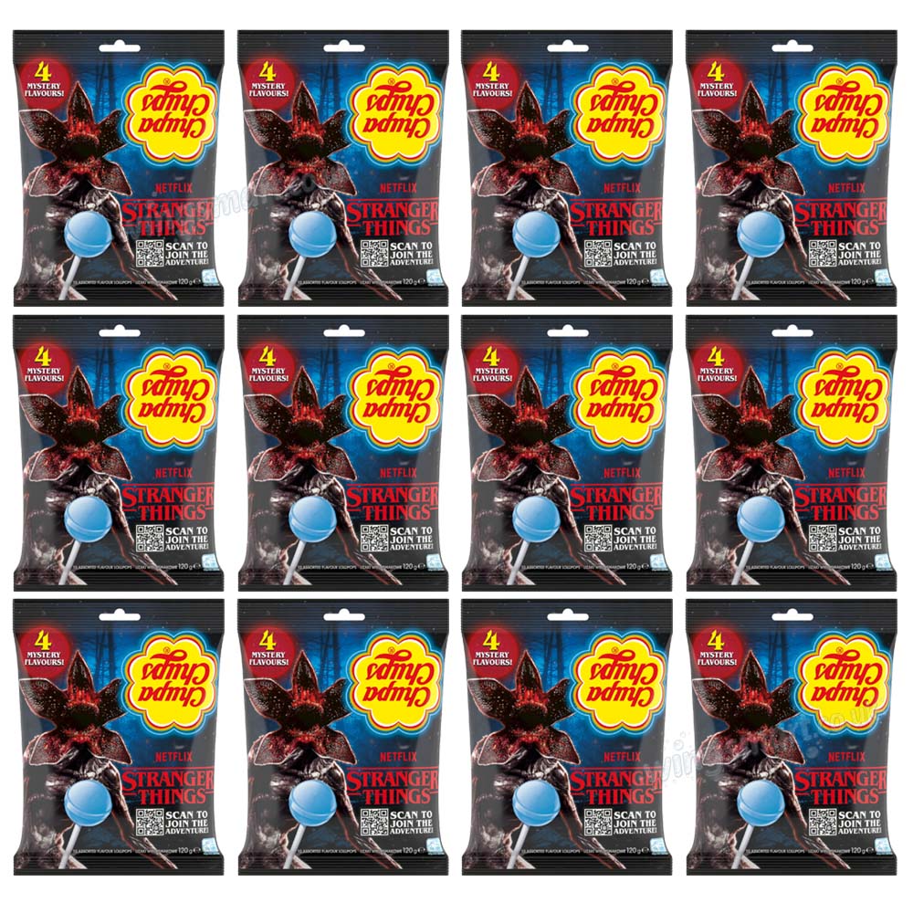Chupa Chups Stranger Things 4 Mystery Flavours Lollipops 120g Bags (12 Pack)