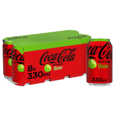Coca-Cola Zero Sugar Lime 330ml Cans – Pack of 8