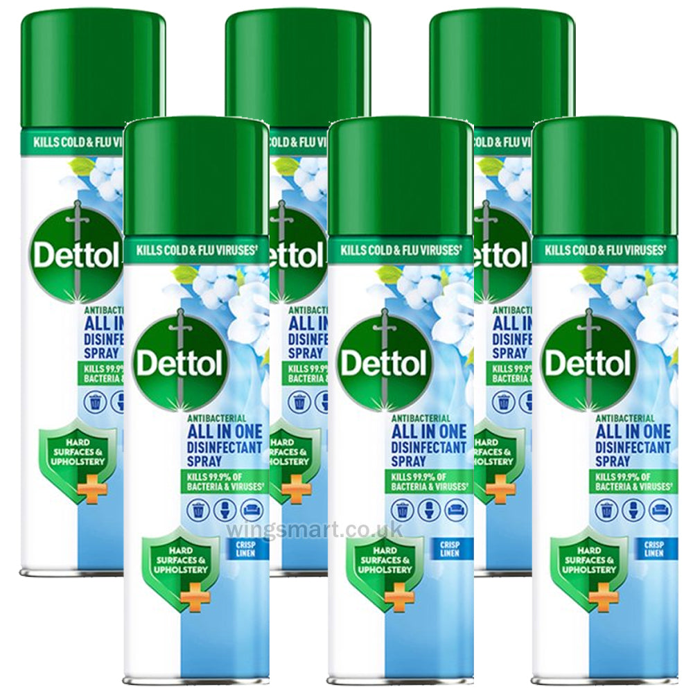 Dettol All-In-One Disinfectant Spray, Crisp Linen 300ml (Pack of 6)