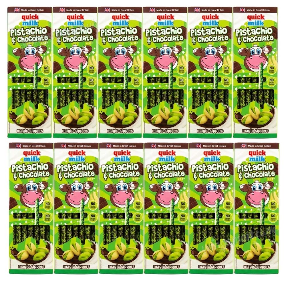 Dr Moo Quick Milk Pistachio Flavour Milk Straws – 13 Sticks (6 / 12 Packs)