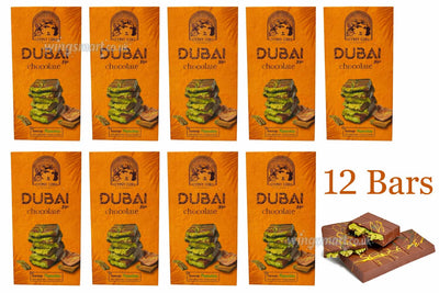 Dubai Milk Chocolate & Pistachio 200g Bars – 12 Pack (Gypsy Girl Dubai Chocolate)