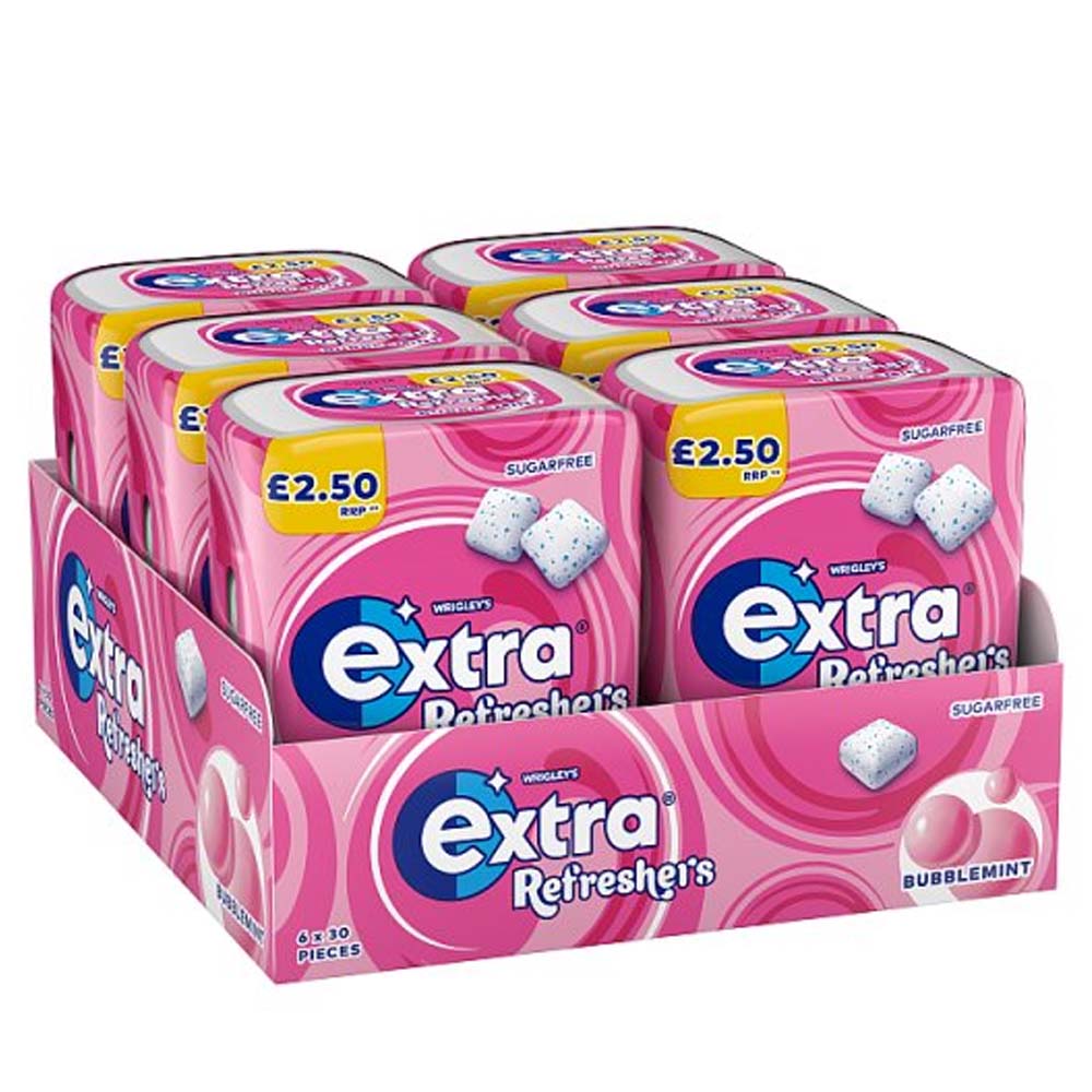 Extra Refreshers Bubblemint Sugarfree Chewing Gum Bottle 30 Pieces PMP