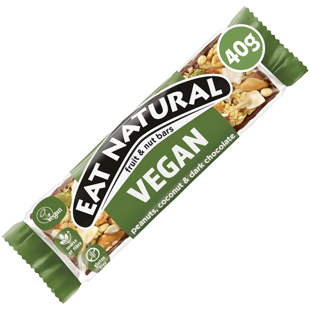 Eat Natural Vegan Peanuts, Coconut & Dark Chocolate Fruit & Nut Bars 40g (Box of 12)