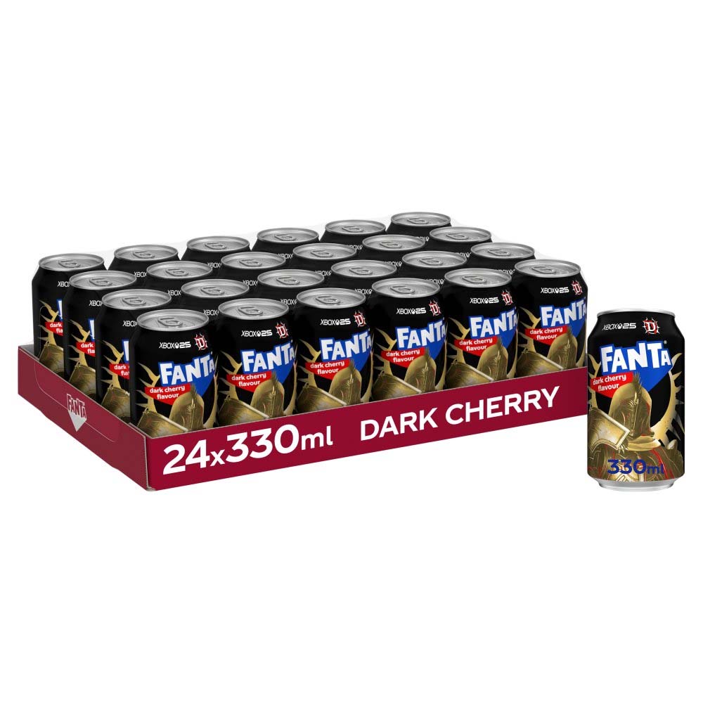 Fanta Dark Cherry Sparkling Soft Drink 330ml Cans (12 Pack / 24 Pack)