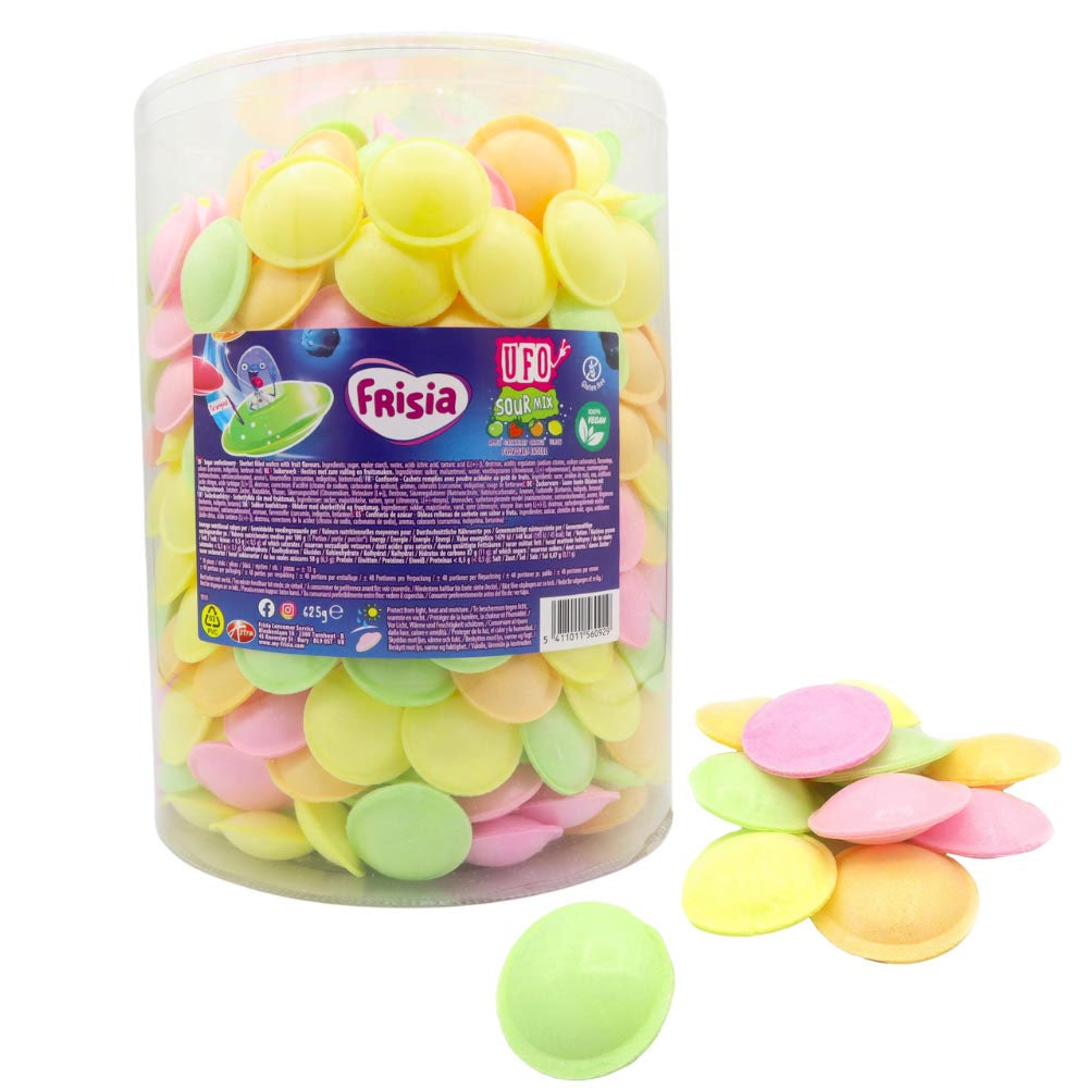 Frisia Flying Saucers – Retro Sour Candy Mix (625g Drum)