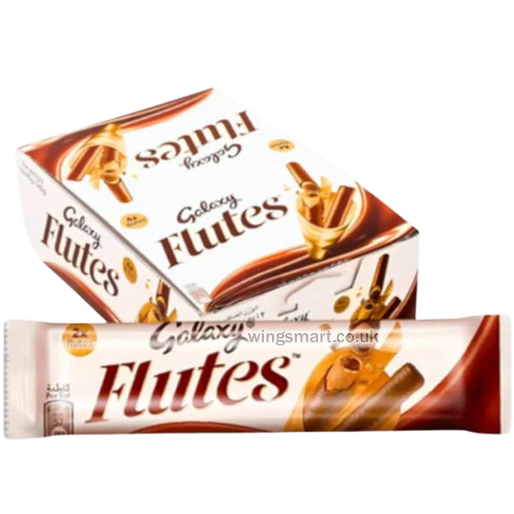 Galaxy Flutes Crispy Wafer Rolls with Chocolate Cream Filling 22.5g (Pack of 12)