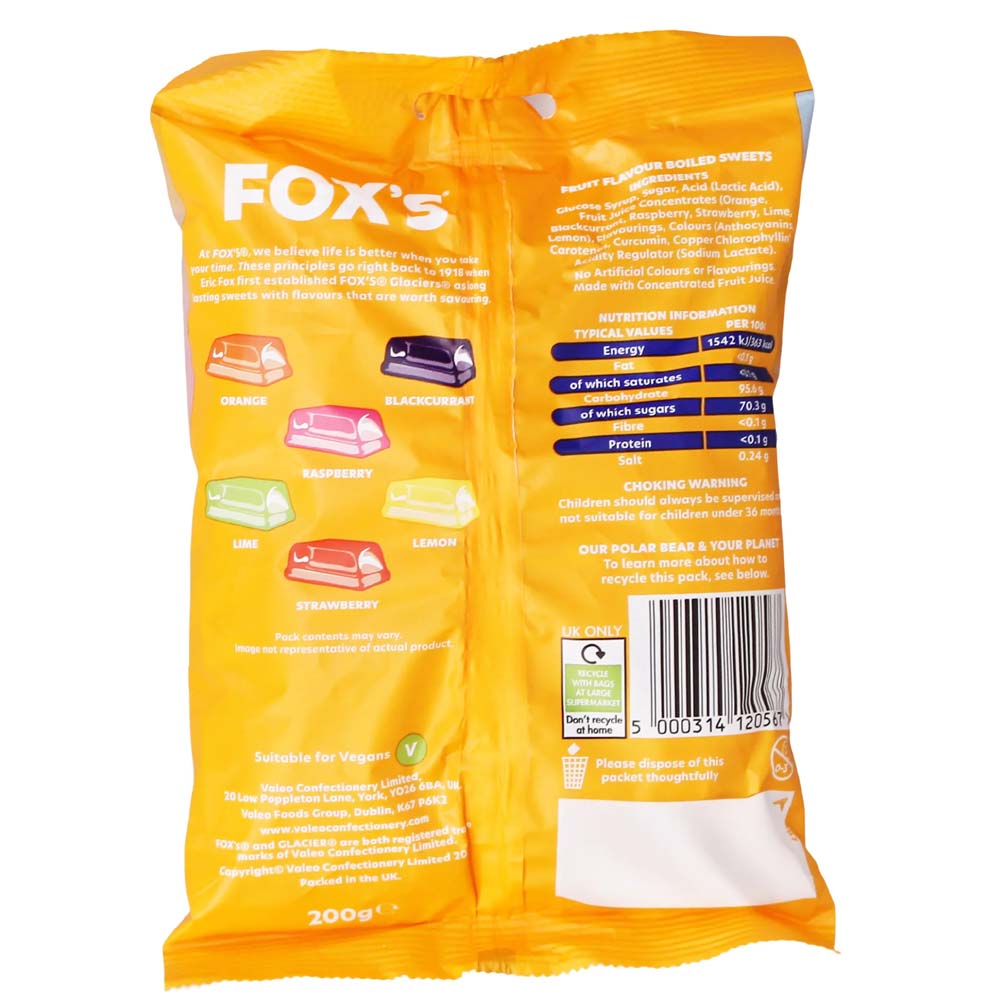Fox's Glacier Fruits Sharing Bag 200g (6 Bags / 12 Bags)