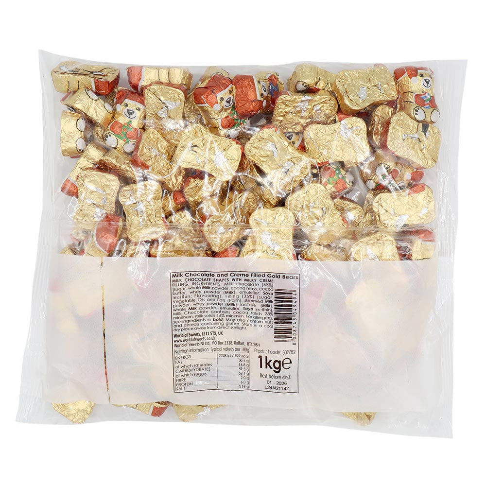 Milk Chocolate Creme Filled Gold Bears Bag 1kg