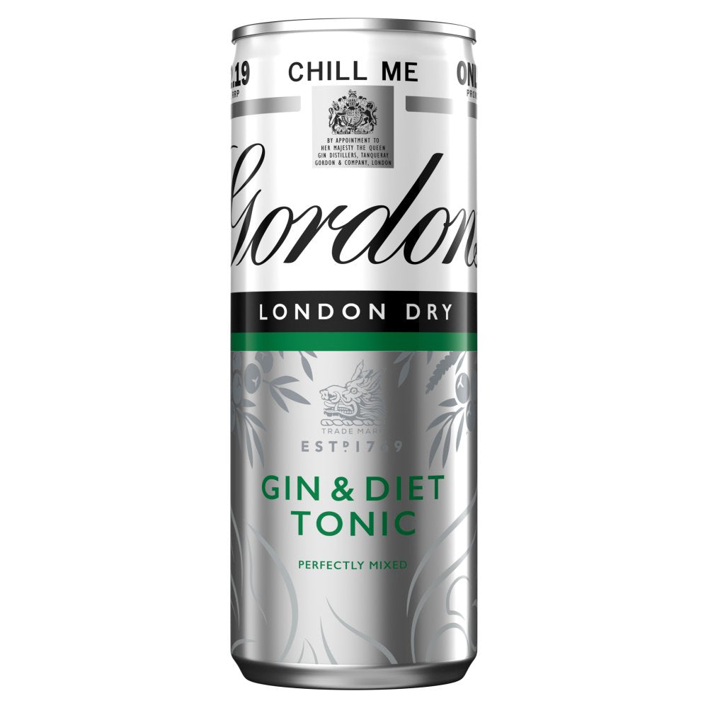 Gordon's Gin & Diet Tonic 5% vol 250ml Can PMP (Pack of 12)
