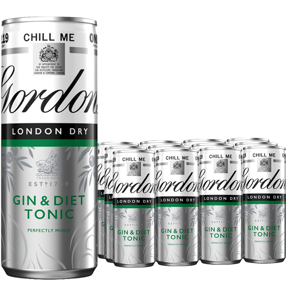 Gordon's Gin & Diet Tonic 5% vol 250ml Can PMP (Pack of 12)