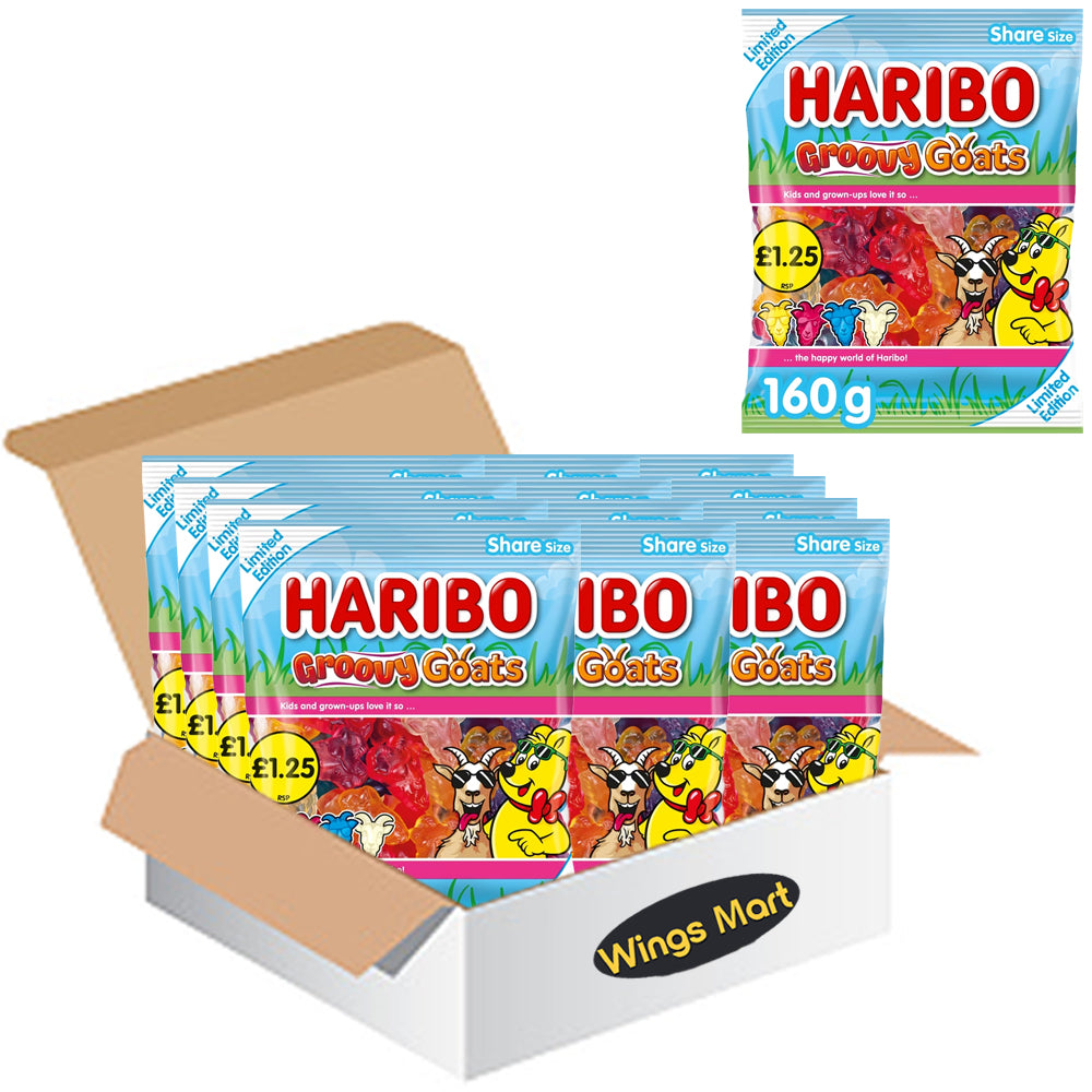Haribo Limited Edition Groovy Goats Bag 160g PMP (Box of 12)