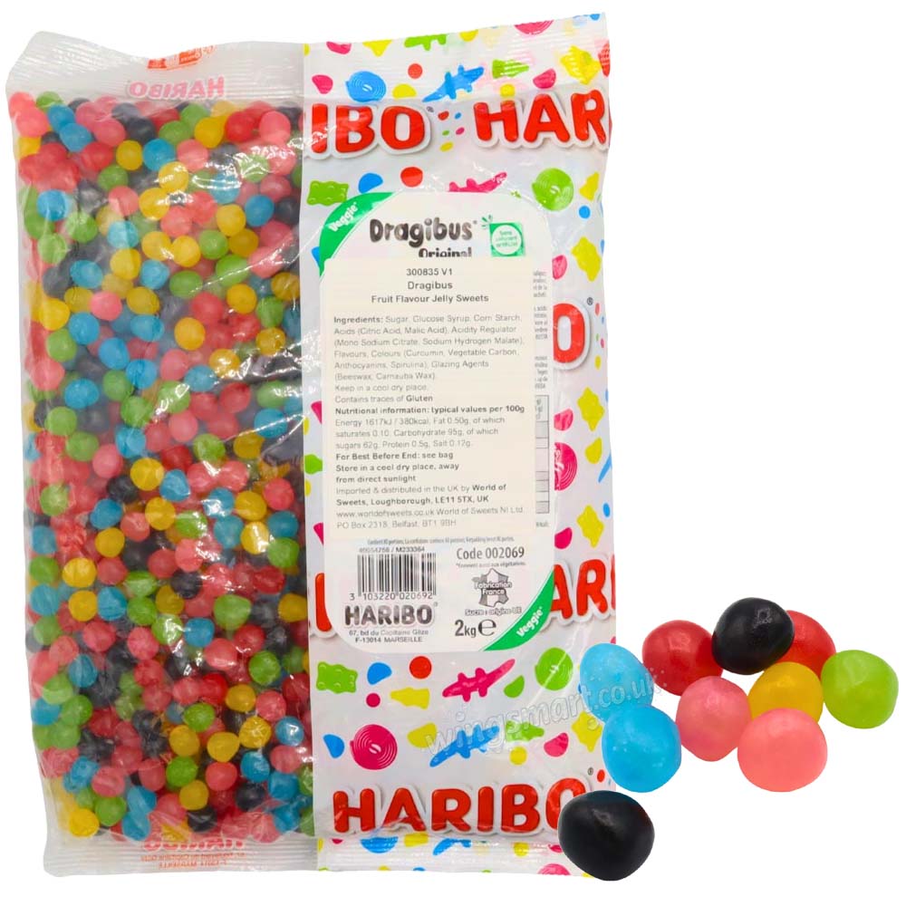Haribo Dragibus Original Fruit Flavour Jelly Sweets – Bulk Pick & Mix Bag (1kg / 2kg)