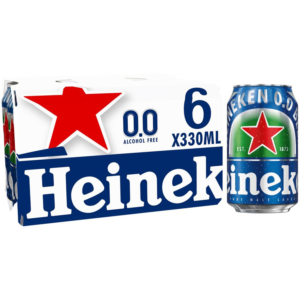 Heineken 0.0% Alcohol Free Lager Beer Can 6x330ml
