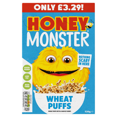 Honey Monster Wheat Puffs 520g PMP – Honey Sweetened Fortified Breakfast Cereal
