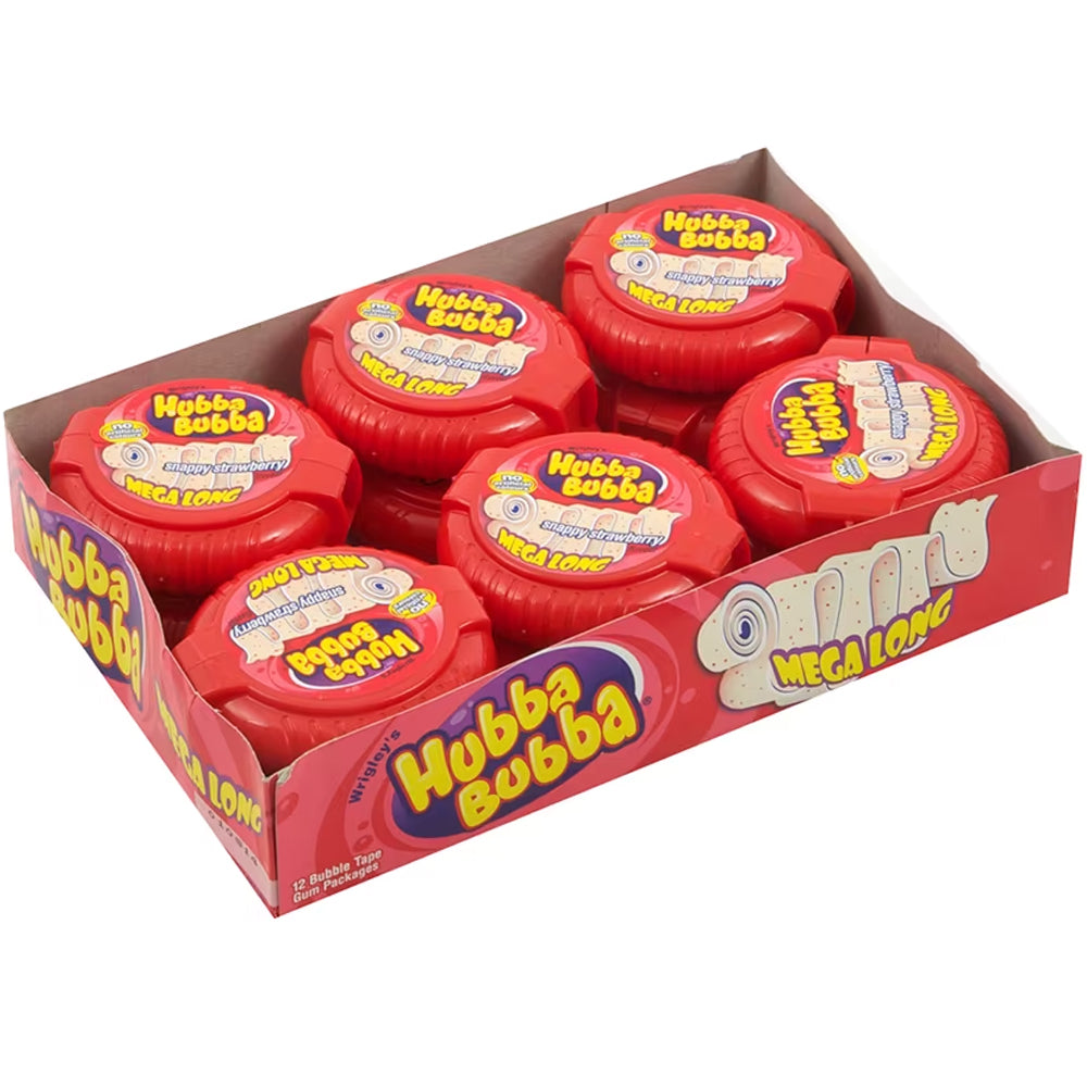 Hubba Bubba Snappy Strawberry Bubblegum Mega Long Tape 12 x 56g