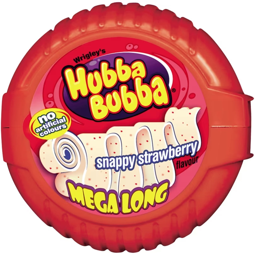 Hubba Bubba Snappy Strawberry Bubblegum Mega Long Tape 12 x 56g
