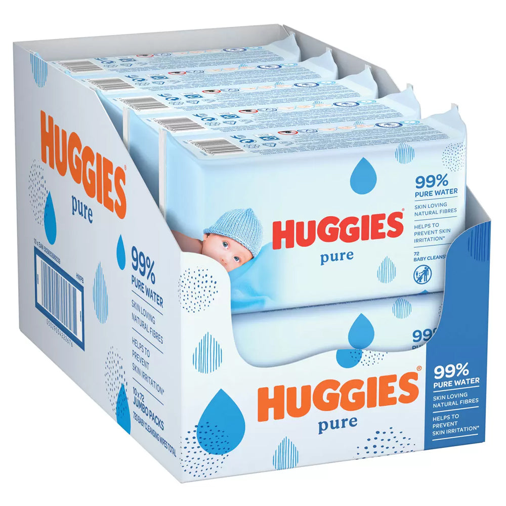 Huggies Pure Baby Wipes 10 x 72 Wipes